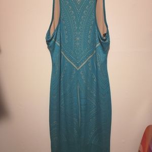 Teal & Nude Massimo Knee Length Dress